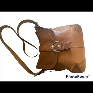 Vintage Coach Tan Leather Crossbody Purse G3S-9480 90s